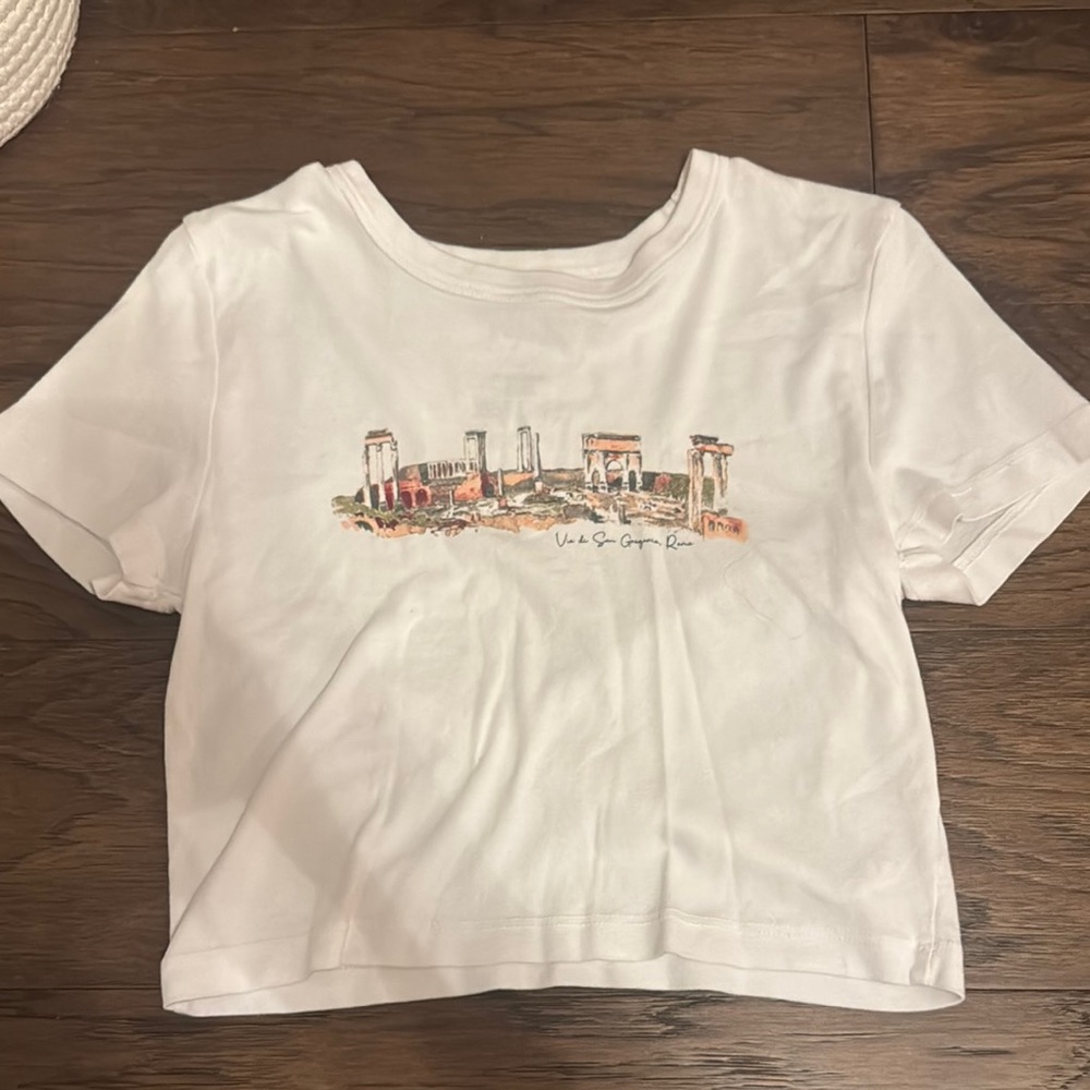 White Graphic Cropped Tee